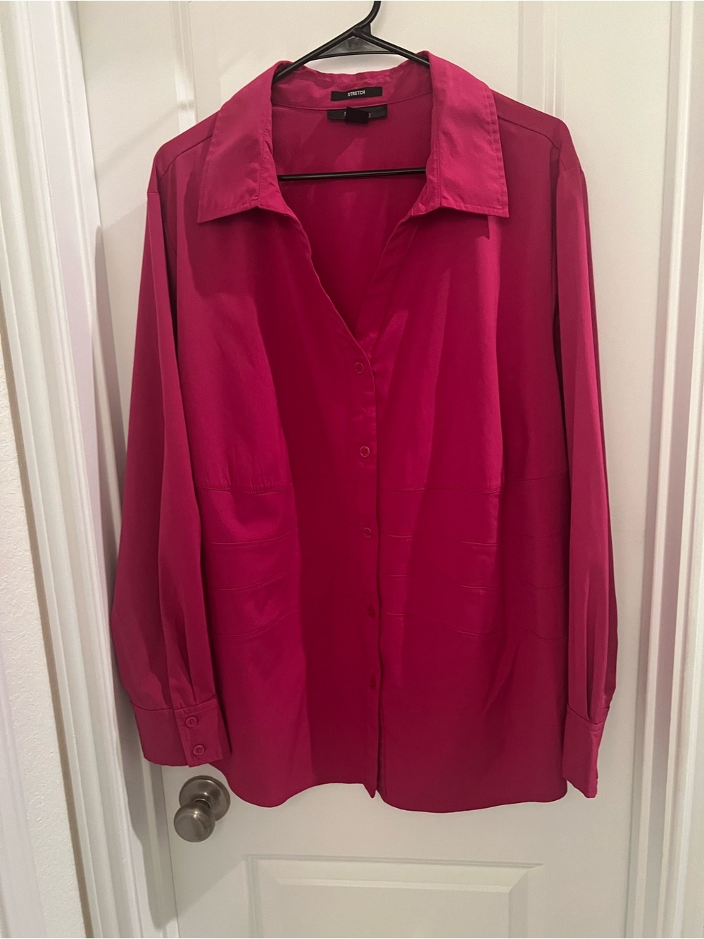 Style & Co Women’s 22W Fuchsia Pink Stretch Button Front Tunic Blouse